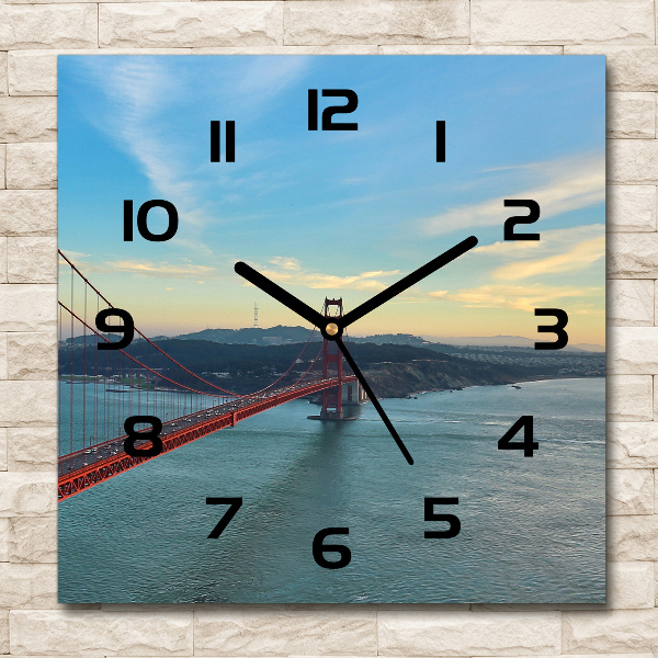 Square wall clock San Francisco bridge