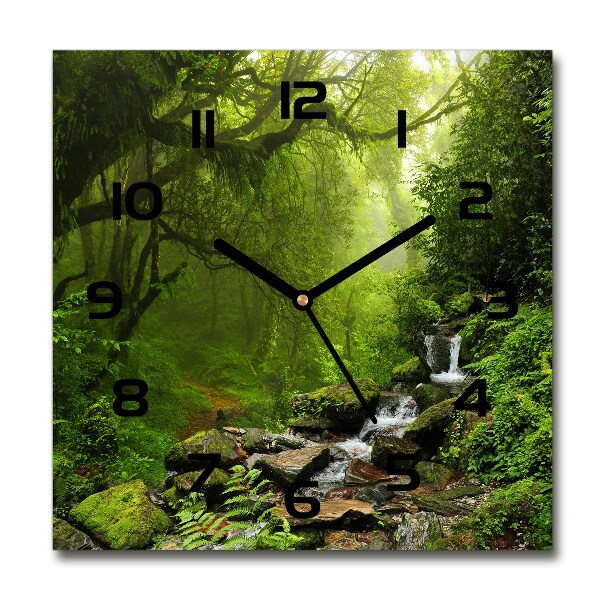 Square glass wall clock Jungle in Nepal