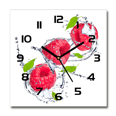 Square kitchen clock Raspberry and water