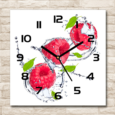 Square kitchen clock Raspberry and water