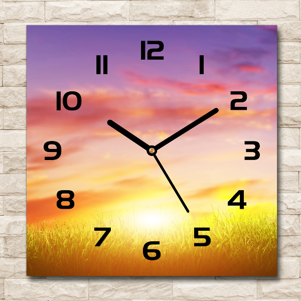 Square kitchen clock Sunset