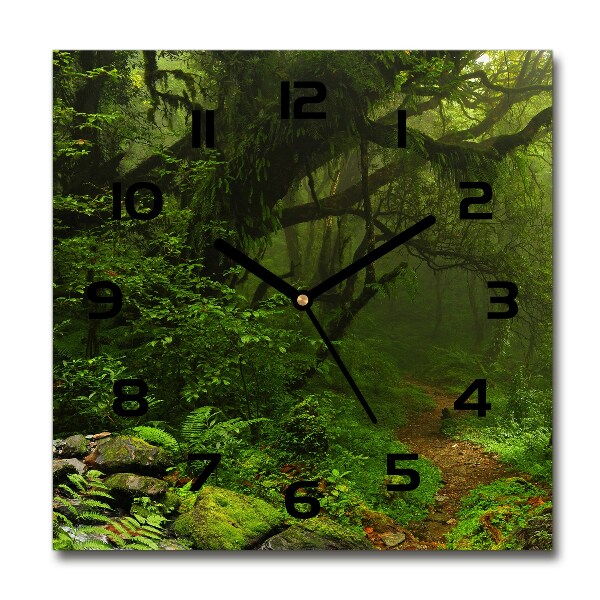 Square glass clock Jungle in Nepal