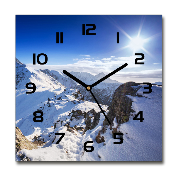 Square glass clock Tatra peak