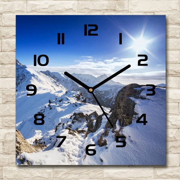 Square glass clock Tatra peak