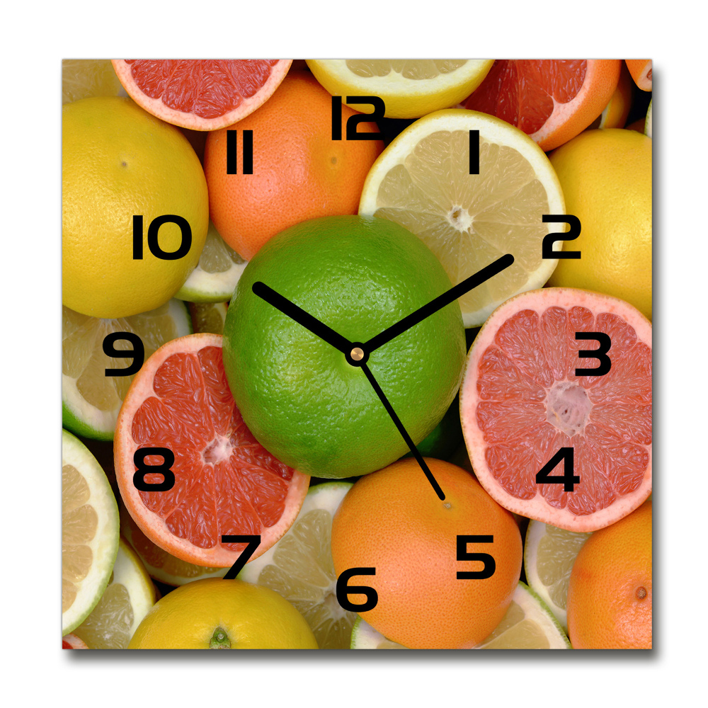 Square wall clock Citrus fruits