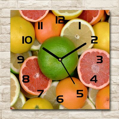 Square wall clock Citrus fruits