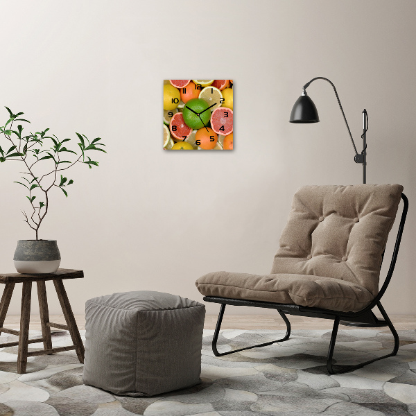 Square wall clock Citrus fruits