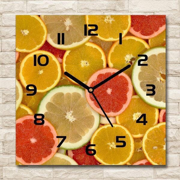 Square wall clock Citrus fruits