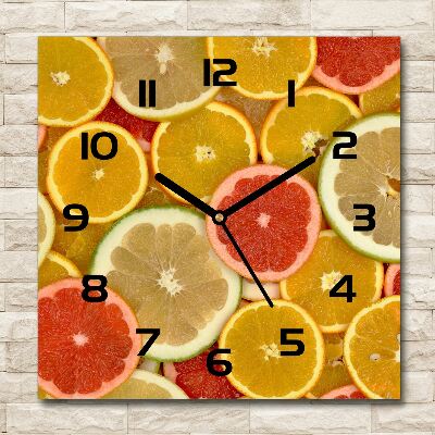 Square wall clock Citrus fruits