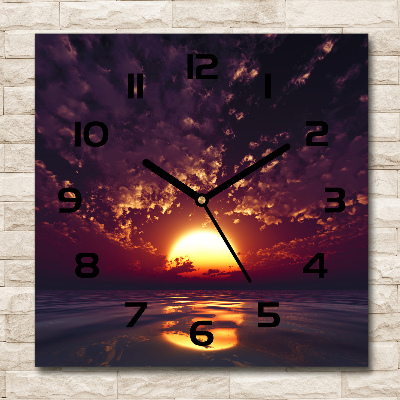 Square wall clock Sunset