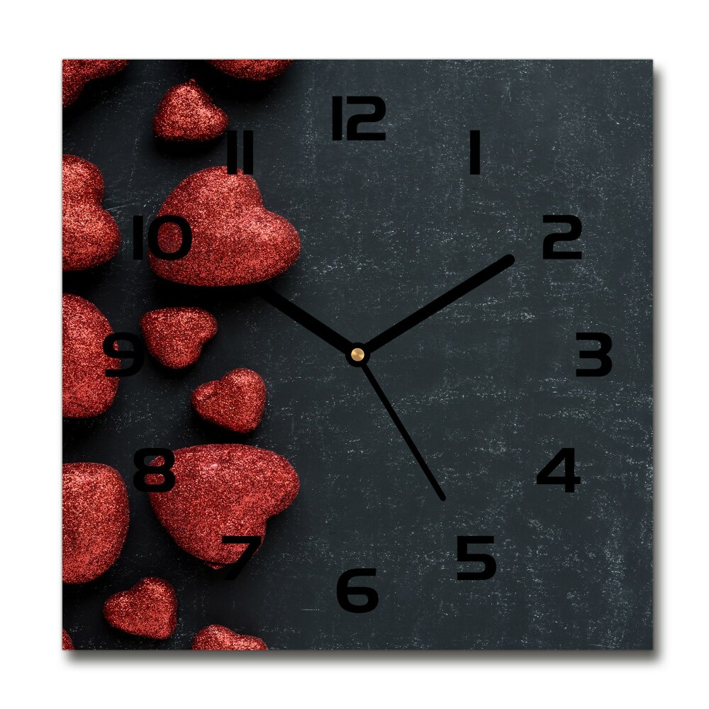 Square wall clock Hearts on the board