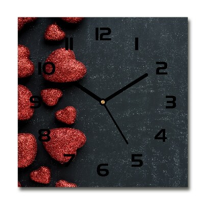 Square wall clock Hearts on the board