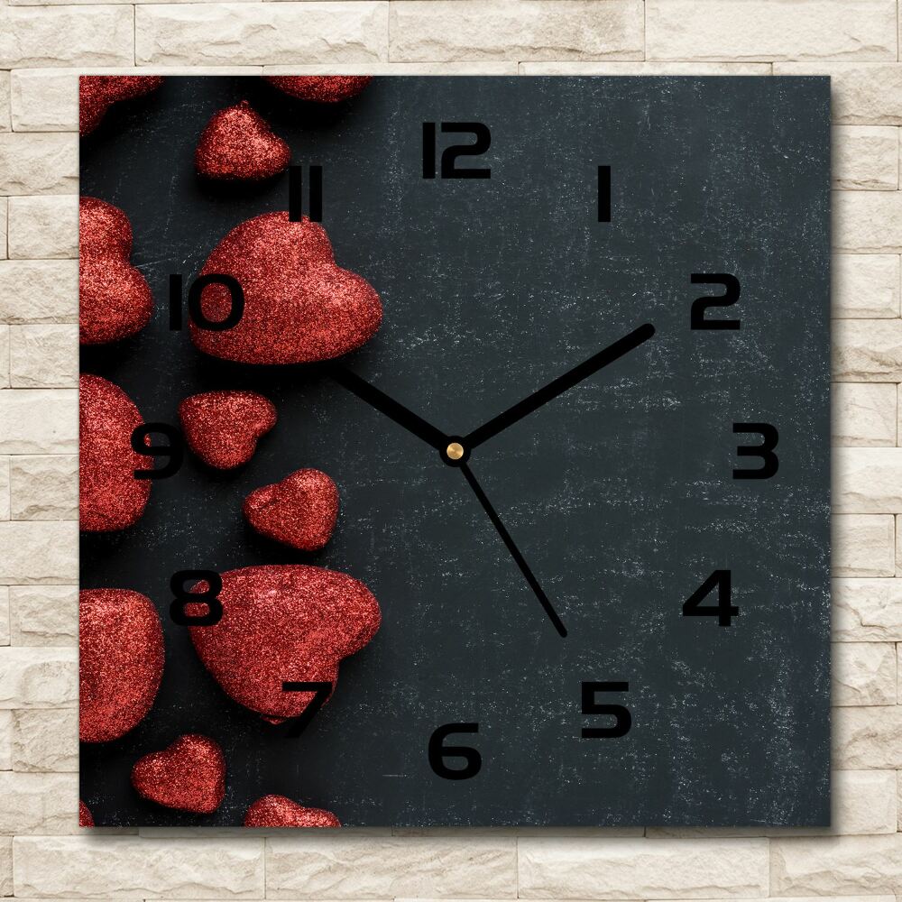 Square wall clock Hearts on the board