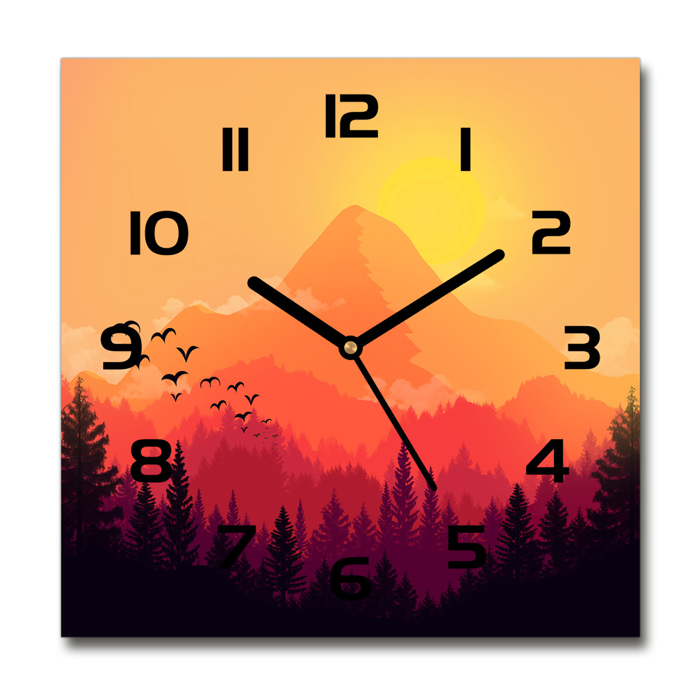 Square wall clock Mountain landscape