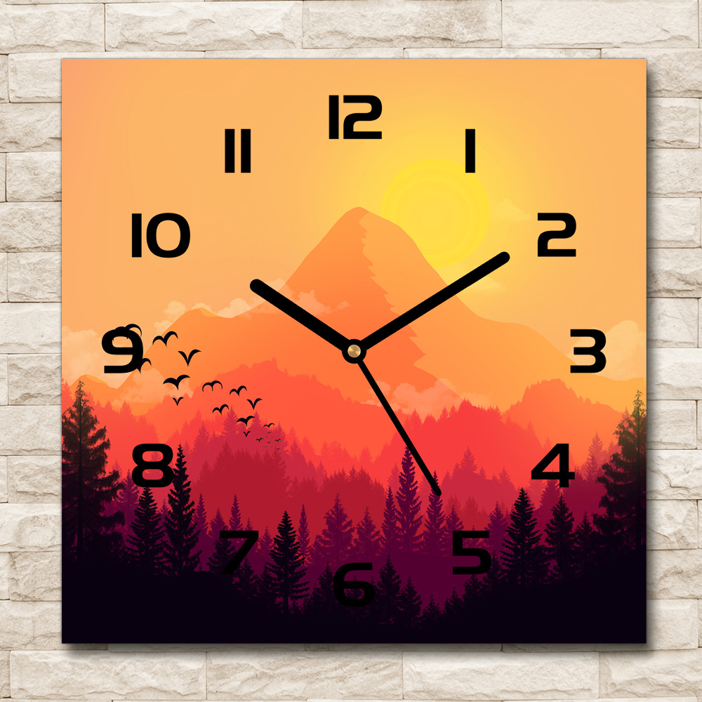 Square wall clock Mountain landscape