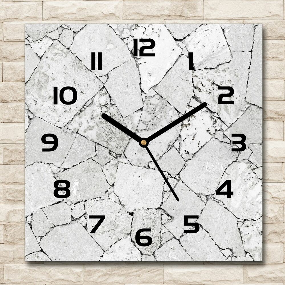 Square kitchen clock Stone wall