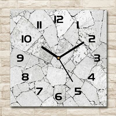 Square kitchen clock Stone wall