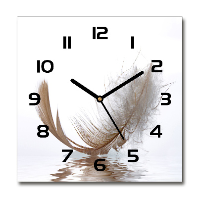 Square wall clock Feather on the water