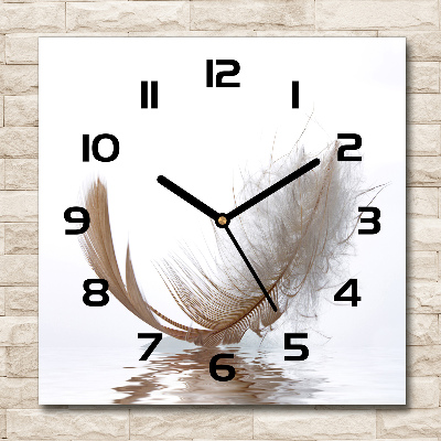 Square wall clock Feather on the water