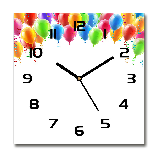 Square wall clock Colorful balloons