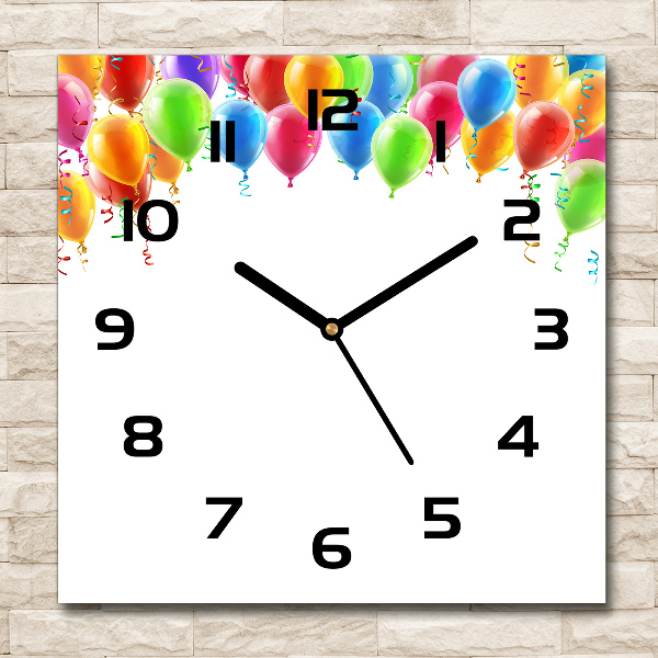 Square wall clock Colorful balloons
