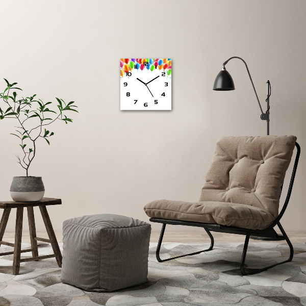 Square wall clock Colorful balloons