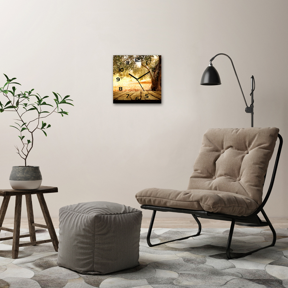 Square wall clock Olive tree