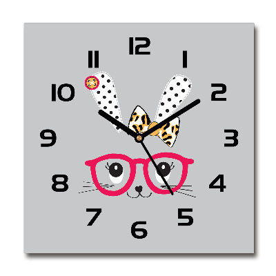 Square wall clock Rabbit with glasses