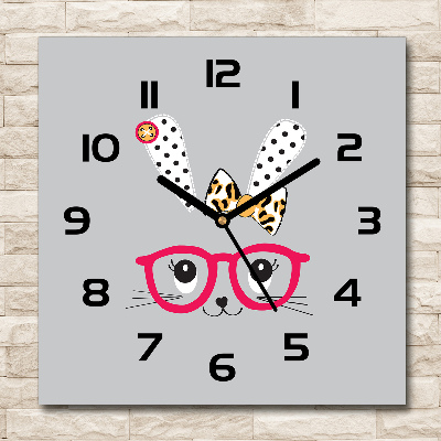 Square wall clock Rabbit with glasses