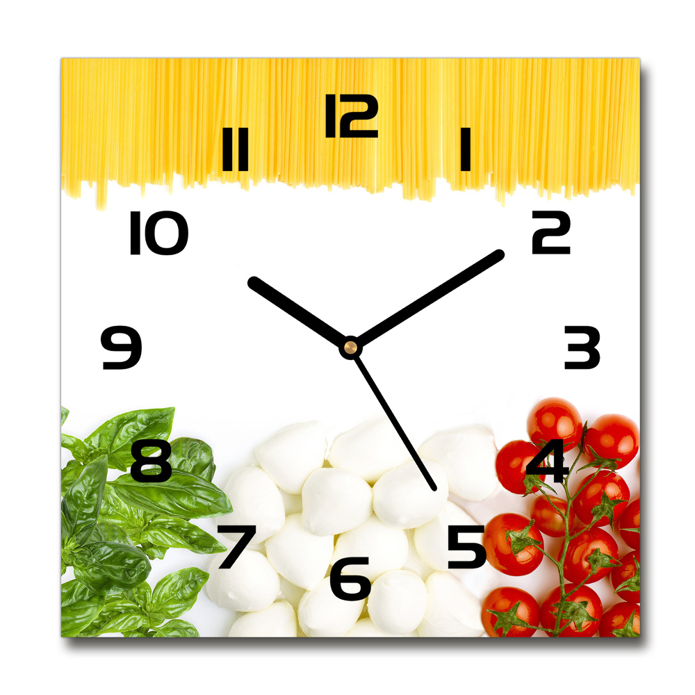 Square glass wall clock Italian flag