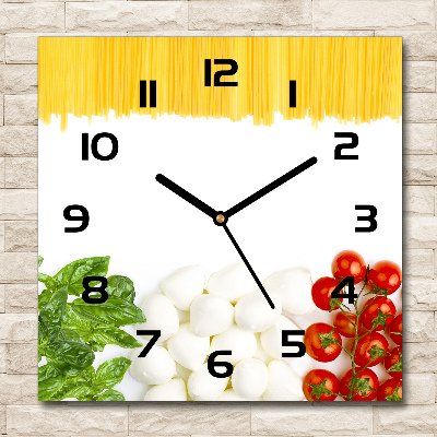 Square glass wall clock Italian flag