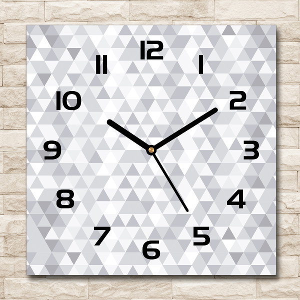 Square kitchen clock Gray triangles