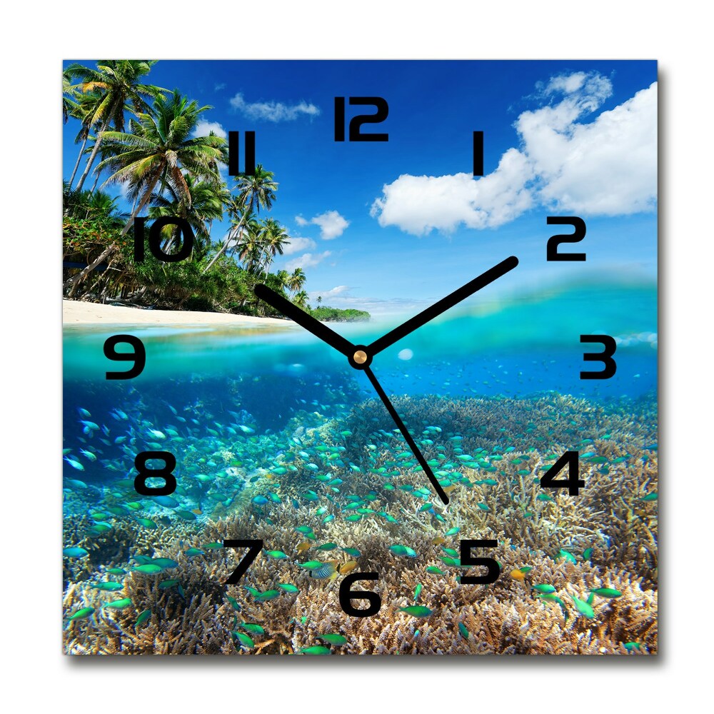 Square wall clock Coral reef