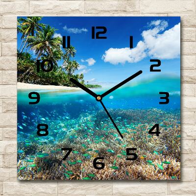 Square wall clock Coral reef