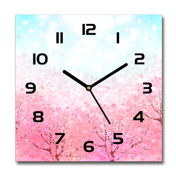 Square kitchen clock Cherry blossoms