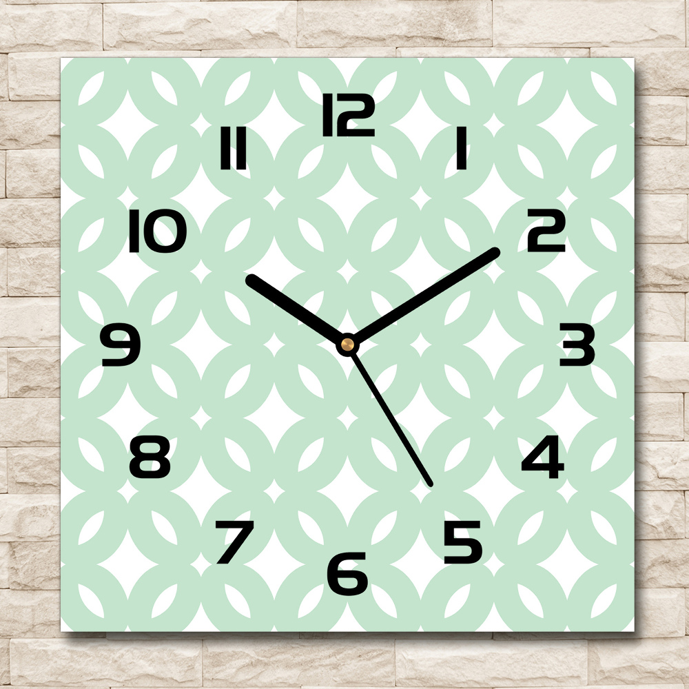 Square glass wall clock Geometric background