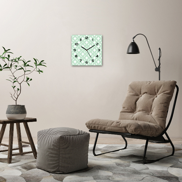 Square glass wall clock Geometric background