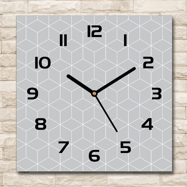 Square glass wall clock Geometric background