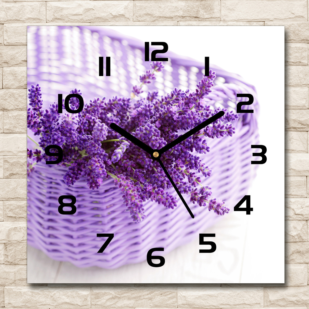 Square wall clock Lavender in the basket