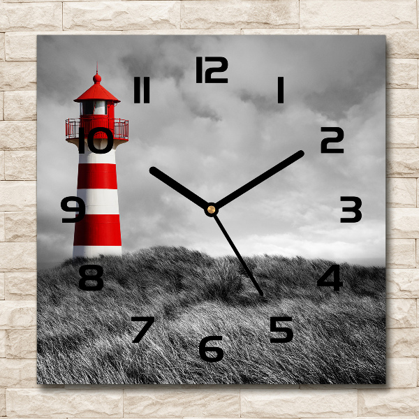 Square glass clock Lighthouse