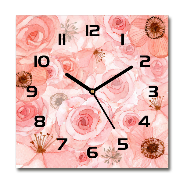 Square kitchen clock Floral pattern