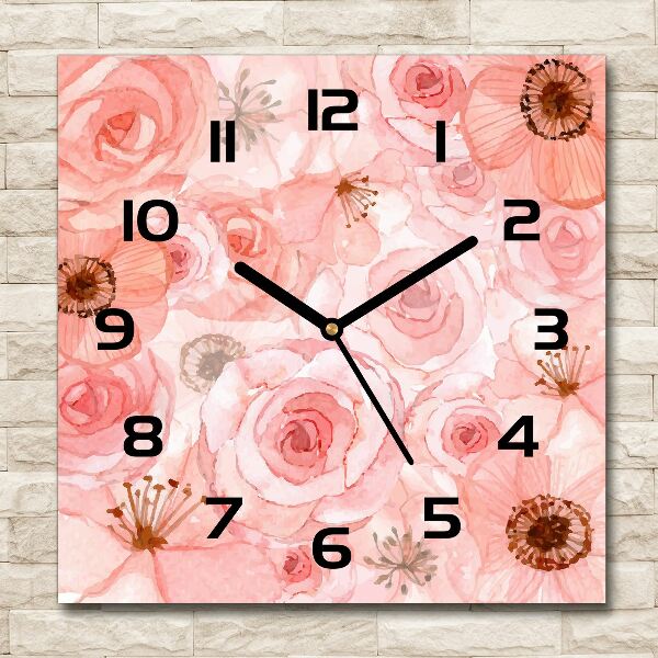 Square kitchen clock Floral pattern