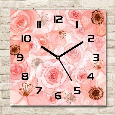 Square kitchen clock Floral pattern