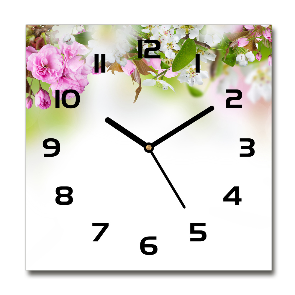 Square wall clock Spring flowers