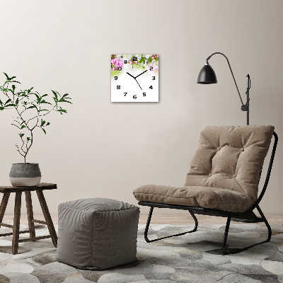 Square wall clock Spring flowers