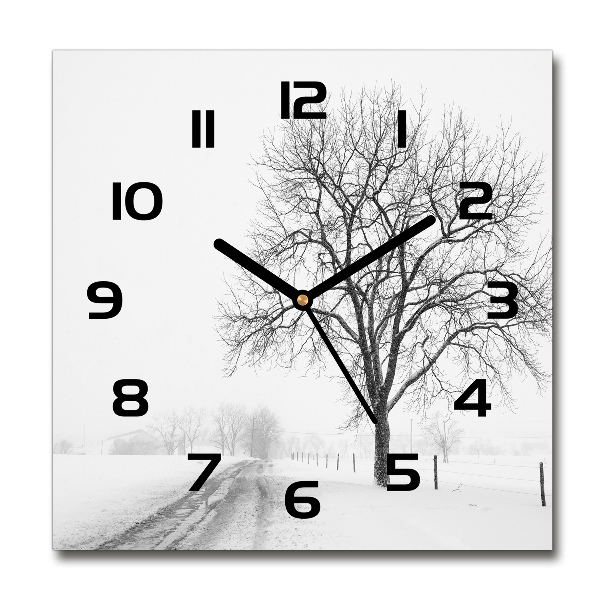 Square wall clock Winter tree