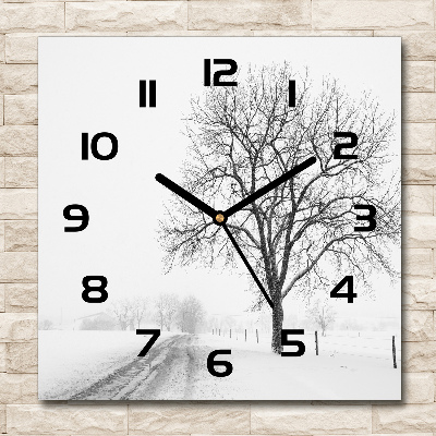 Square wall clock Winter tree