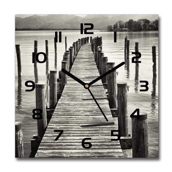 Square kitchen clock Wooden pier