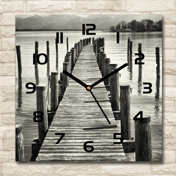 Square kitchen clock Wooden pier