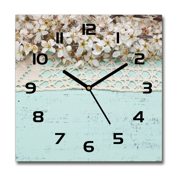 Square kitchen clock Cherry blossoms